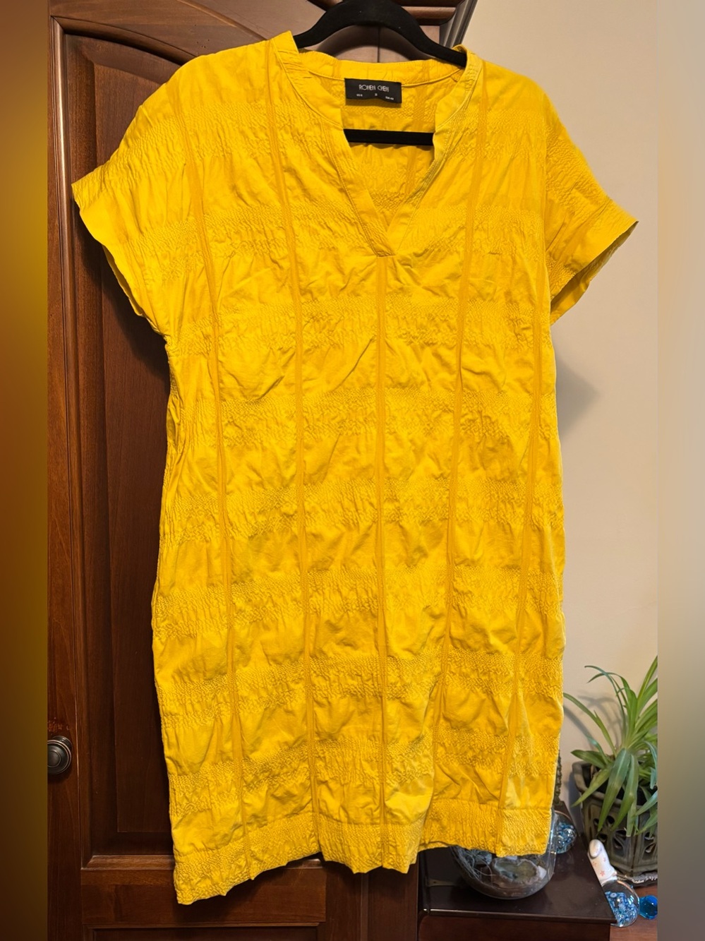 RONEN CHEN designer YELLOW SHORT SLEEVE DRESS MINI LENGTH size 8